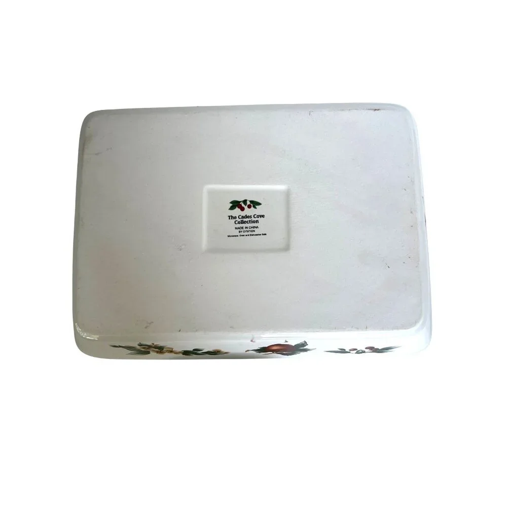 Citation‎ Cades Cove Collection Rectangular Ceramic Baking Dish Apple & Floral